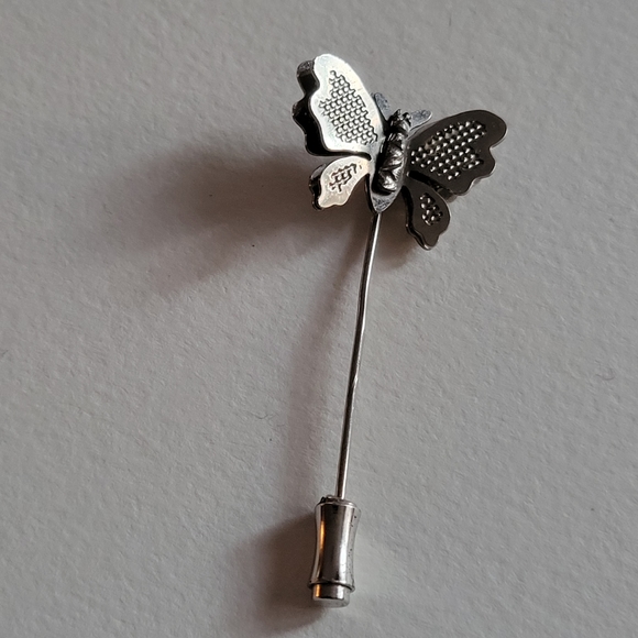 Vintage butterfly stick pin stickpin cravat lapel brooch insect bug - Picture 7 of 7